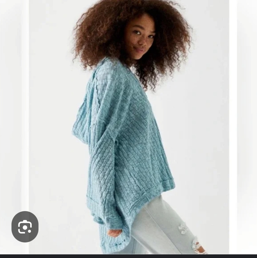 Free People V-Neck Sweater in Teal